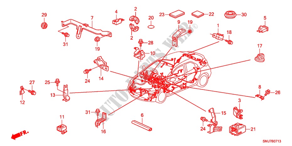 CINGHIA BARDATURA/STAFFA(RH)(2) per Honda CIVIC 1.8S 5 Porte 5 velocità automatico 2011
