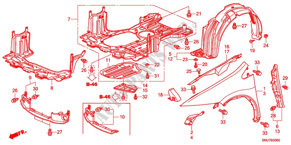PARAFANGHI ANTERIORI per Honda CIVIC 1.4COMFORT 5 Porte 6 velocità manuale 2011