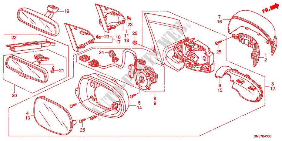 SPECCHIETTO per Honda CIVIC 1.8S 5 Porte 5 velocità automatico 2011