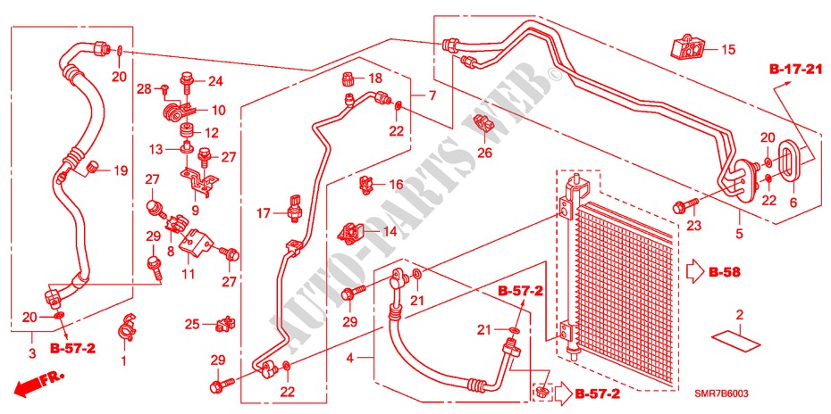 ARIA CONDIZIONATA (TUBI/CONDOTTI) (RH) (2) per Honda CIVIC 2.0 TYPE R    PLUS 3 Porte 6 velocità manuale 2008