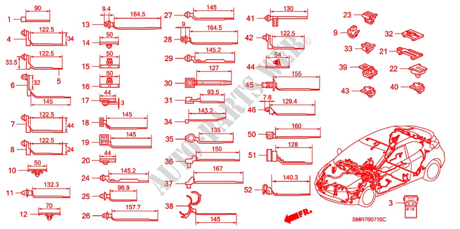 CINGHIA BARDATURA/STAFFA(LH)(1) per Honda CIVIC 2.2 TYPE S 3 Porte 6 velocità manuale 2007