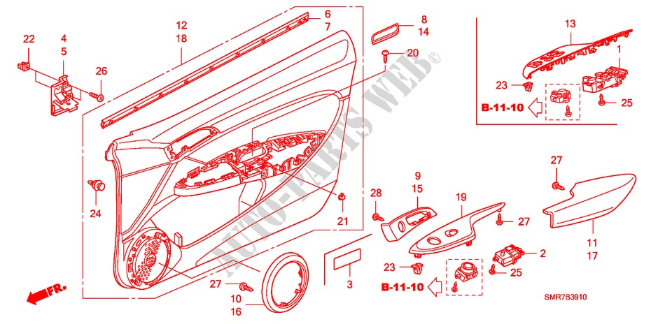 FODERAMENTO PORTIERA(LH) per Honda CIVIC 2.0 TYPE-R 3 Porte 6 velocità manuale 2009