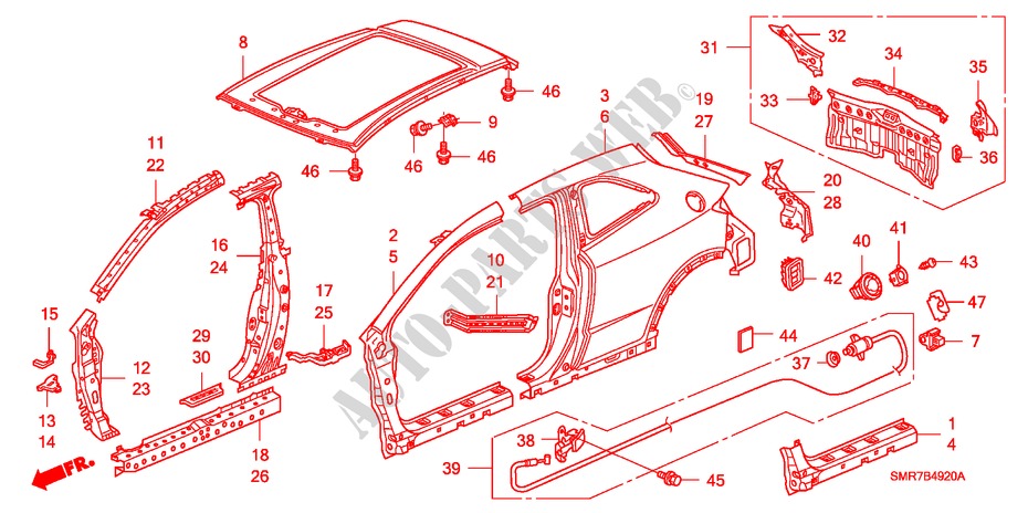 PANNELLI ESTERNI/PANNELLO POSTERIORE per Honda CIVIC 2.0 TYPE R    RACE 3 Porte 6 velocità manuale 2008