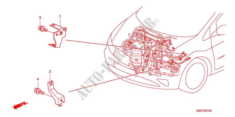 TIRANTE CABLAGGIO FILO MOTORE(1.4L) (1.8L) (2.0L) per Honda CIVIC 1.8 TYPE S 3 Porte 6 velocità manuale 2007