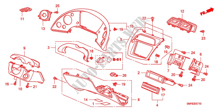 ABBELLIMENTO STRUMENTI(LH)(LATO GUIDATORE) per Honda CIVIC 2.0 TYPE-R    RACE 3 Porte 6 velocità manuale 2011