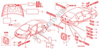 EMBLEME/ETICHETTE CAUZIONE per Honda CIVIC 1.6 LS 4 Porte 5 velocità manuale 2007