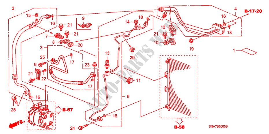 ARIA CONDIZIONATA (TUBI/CONDOTTI) (LH) per Honda CIVIC EXI-A 4 Porte 5 velocità manuale 2007