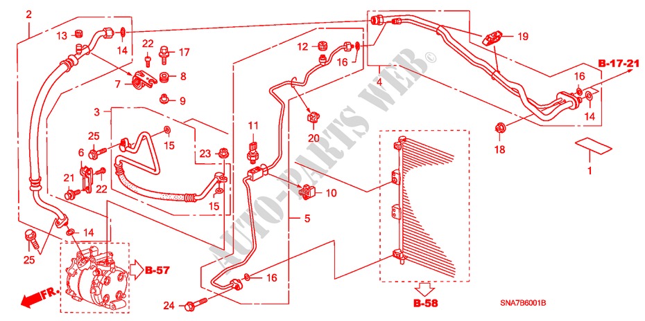 ARIA CONDIZIONATA (TUBI/CONDOTTI) (RH) per Honda CIVIC 1.8 SES 4 Porte 6 velocità manuale 2006