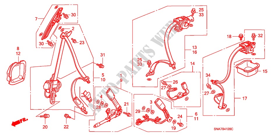 CINTURE DI SICUREZZA per Honda CIVIC EXI-A 4 Porte 5 velocità manuale 2007