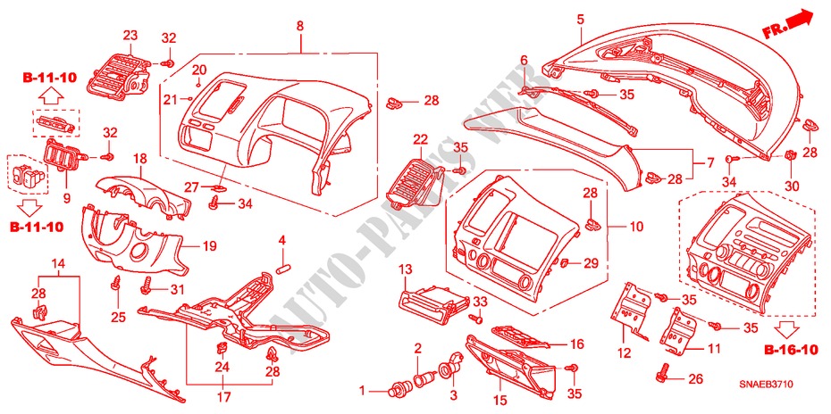 ABBELLIMENTO STRUMENTI(LATO GUIDATORE) (LH) per Honda CIVIC VTI 4 Porte 5 velocità manuale 2009