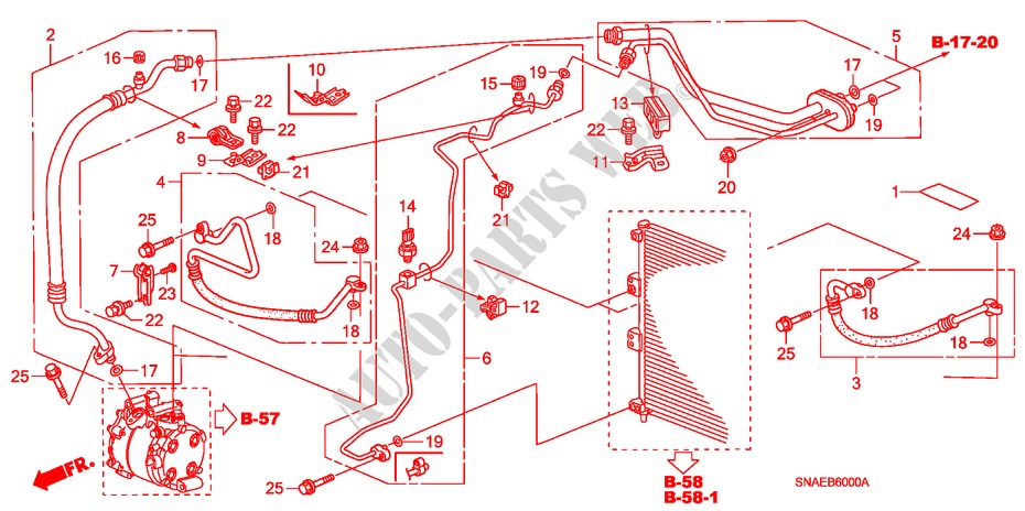 ARIA CONDIZIONATA (TUBI/CONDOTTI) (LH) per Honda CIVIC 1.8 ES 4 Porte 6 velocità manuale 2008