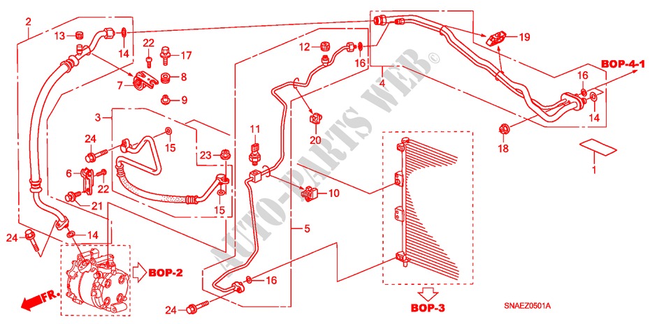 ARIA CONDIZIONATA (TUBI/CONDOTTI)(RH) per Honda CIVIC 1.8 S 4 Porte 6 velocità manuale 2008