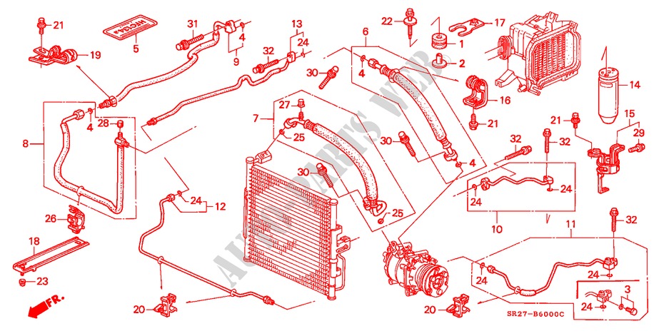 ARIA CONDIZIONATA (TUBI/CONDOTTI)(LH) per Honda CIVIC CRX ESI 2 Porte 5 velocità manuale 1997