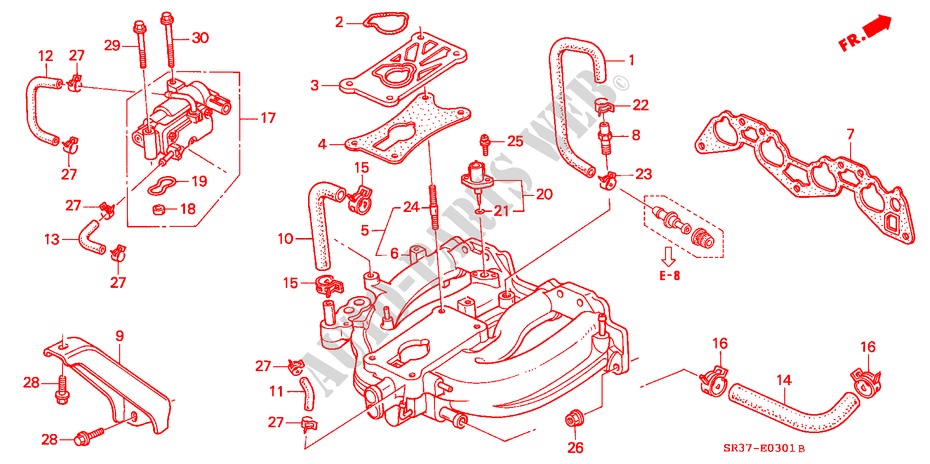 MOLTEPLICE ASPIRAZIONE(PGM FI) (SOHC) per Honda CIVIC LSI 3 Porte 5 velocità manuale 1992