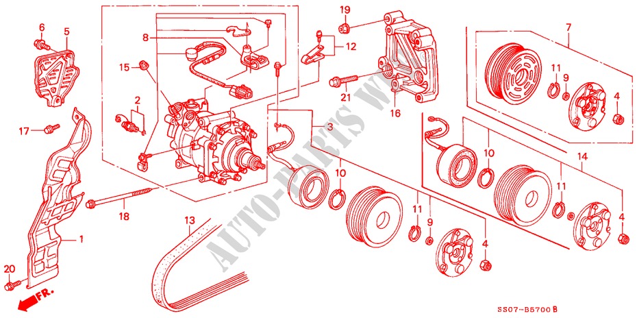 ARIA CONDIZIONATA (COMPRESSORE)(SANDEN) per Honda PRELUDE DOHC VTEC 2 Porte 5 velocità manuale 1993