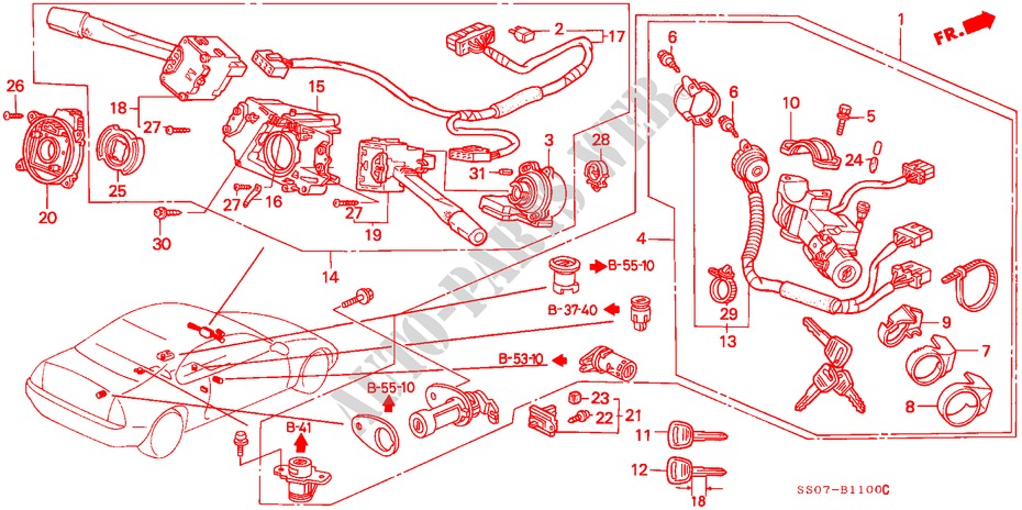 INTERRUTTORE COMBINAZIONE(1) per Honda PRELUDE DOHC VTEC 2 Porte 5 velocità manuale 1993