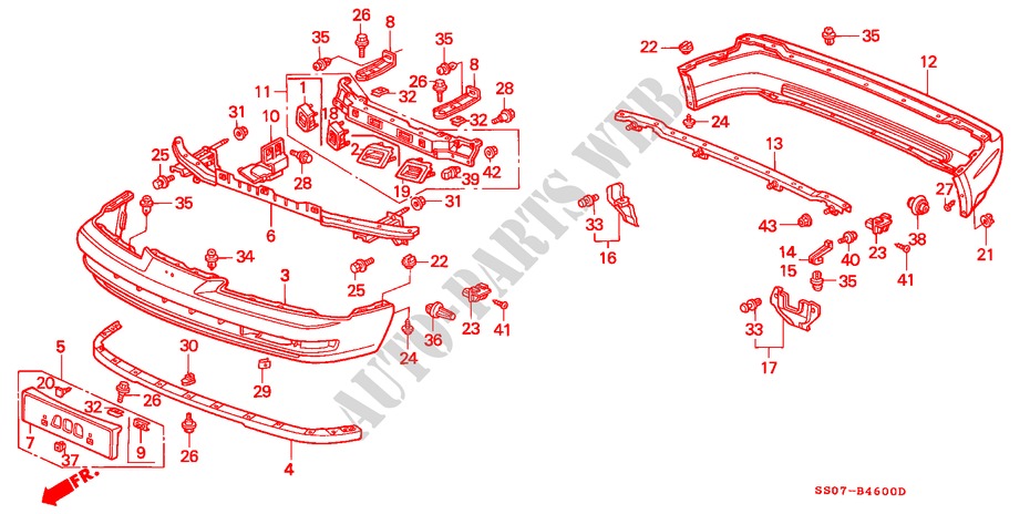 PARAURTI per Honda PRELUDE DOHC VTEC 2 Porte 5 velocità manuale 1993