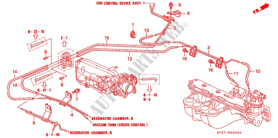 CONDOTTO INSTALLAZIONE/TUBI (KE,KG) per Honda ACCORD COUPE 2.0IES 2 Porte 4 velocità automatico 1996