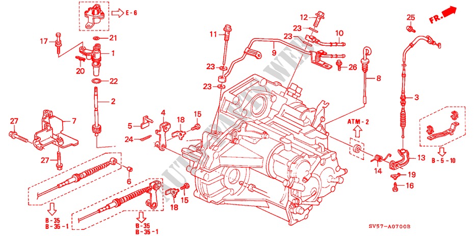 LEVA DI CONTROLLO per Honda ACCORD AERODECK 2.2IES 5 Porte 4 velocità automatico 1994