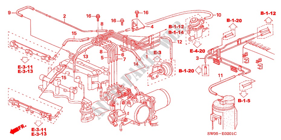 CONDOTTO INSTALLAZIONE/TUBI (3.2L) per Honda NSX NSX 2 Porte 6 velocità manuale 2004