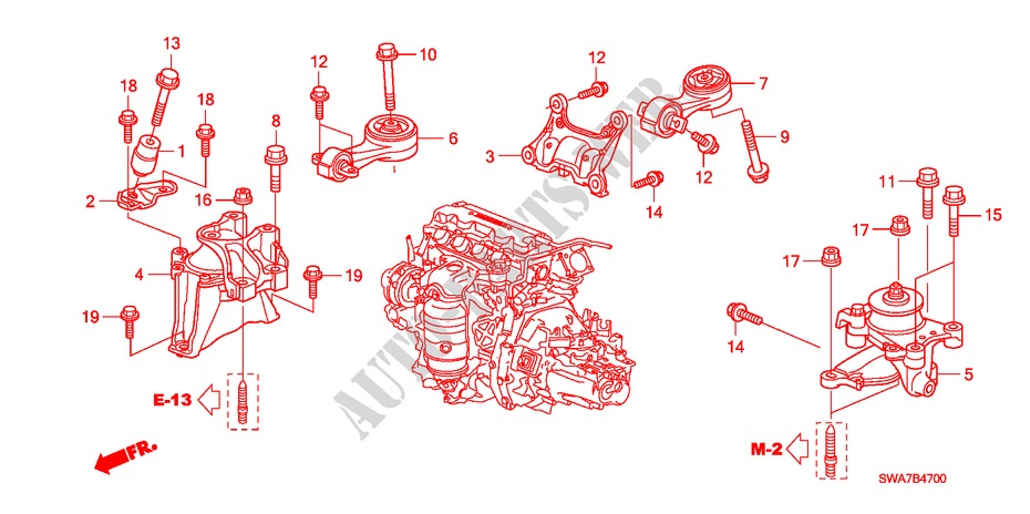 MONTATORI MOTORE(2.0L) (MT) per Honda CR-V ELEGANCE/SPORT 5 Porte 6 velocità manuale 2008