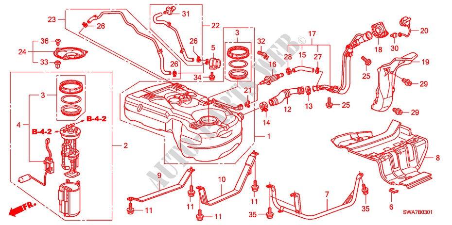 SERBATOIO COMBUSTIBILE(DIESEL) per Honda CR-V DIESEL 2.2 ELEGANCE/SPORT 5 Porte 6 velocità manuale 2008