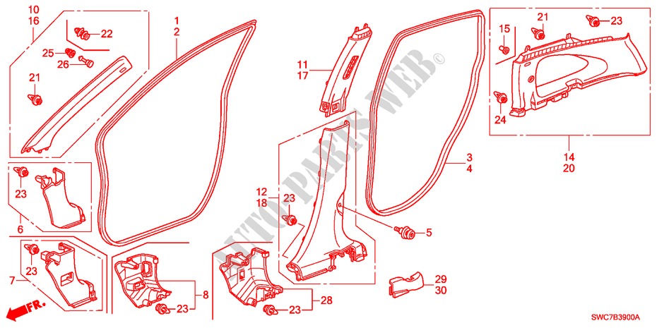 ABBELLIMENTO PILASTRO per Honda CR-V EXECUTIVE 5 Porte 6 velocità manuale 2011
