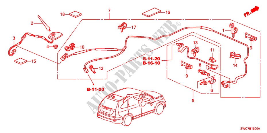 ANTENNA(LH) per Honda CR-V EXECUTIVE 5 Porte 6 velocità manuale 2011