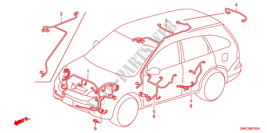 BARDATURA FILO(LH)(2) per Honda CR-V DIESEL 2.2 ELEGANCE 5 Porte 6 velocità manuale 2011