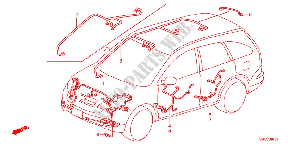 BARDATURA FILO(RH)(2) per Honda CR-V DIESEL 2.2 EX 5 Porte 6 velocità manuale 2011