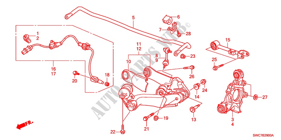 BRACCIO INFERIORE POST. per Honda CR-V EXECUTIVE 5 Porte 6 velocità manuale 2011