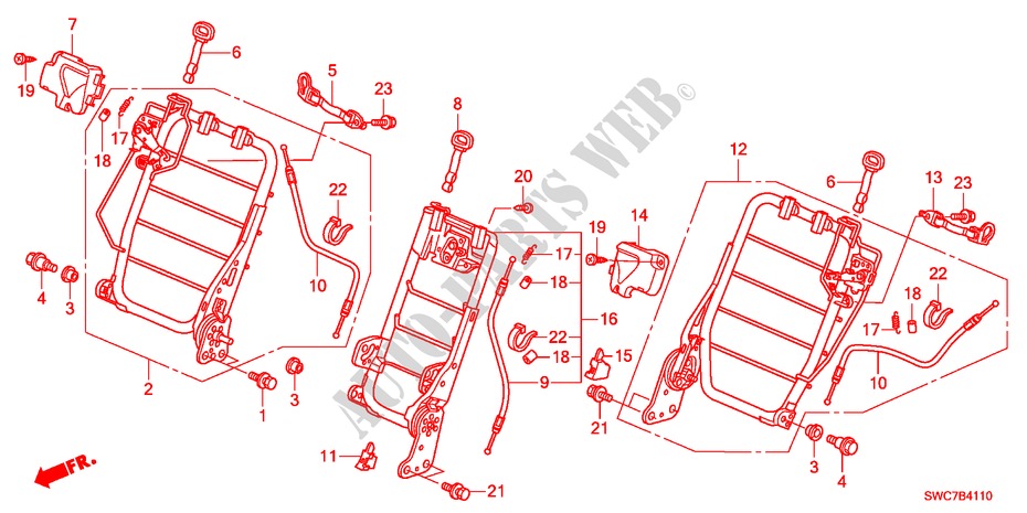 COMPONENTI SEDILE POST.(1) per Honda CR-V EX 5 Porte 5 velocità automatico 2011