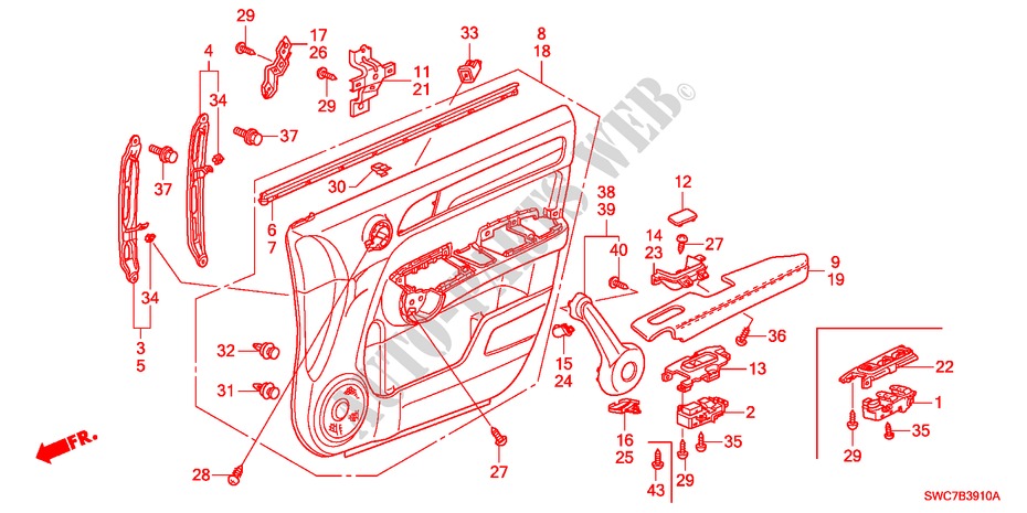 FODERAMENTO PORTIERA ANT.(LH) per Honda CR-V EXECUTIVE 5 Porte 6 velocità manuale 2011