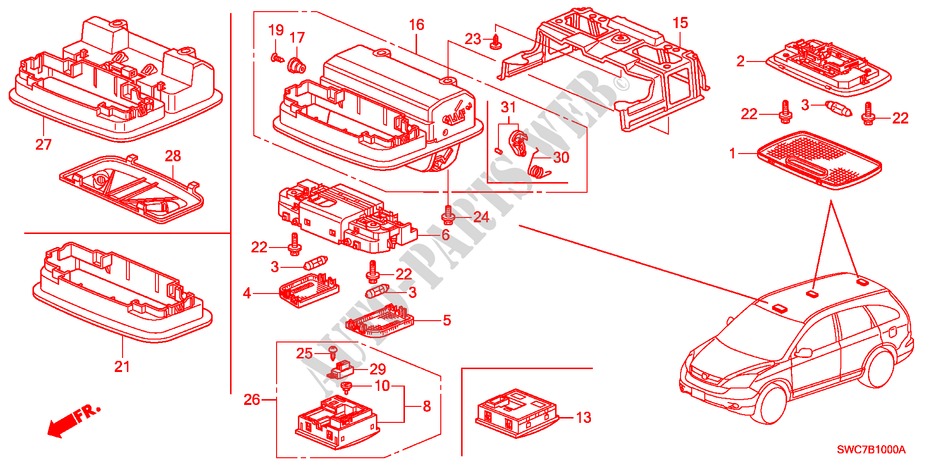 LUCE INTERIORE per Honda CR-V EXECUTIVE 5 Porte 6 velocità manuale 2011