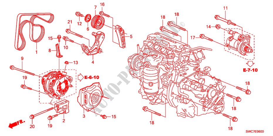 MENSOLA ALTERNATORE(2.0L) per Honda CR-V EXECUTIVE 5 Porte 6 velocità manuale 2011