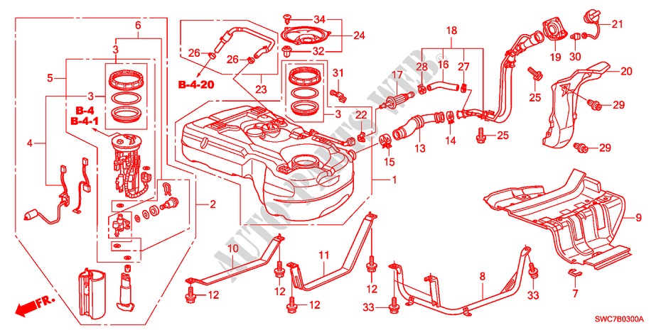 SERBATOIO COMBUSTIBILE(2.0L)(2.4L) per Honda CR-V EXECUTIVE 5 Porte 6 velocità manuale 2011