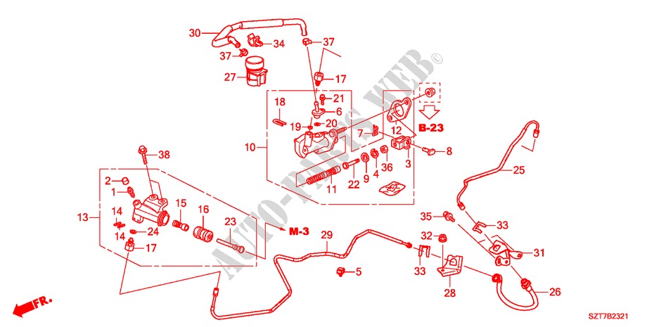 CILINDRO MAESTRO INNESTO(LH) per Honda CR-Z BASE 3 Porte 6 velocità manuale 2011