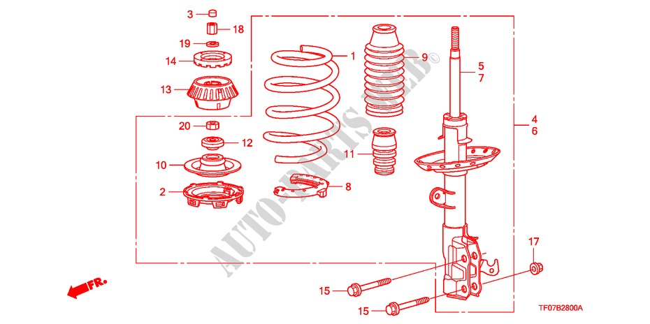 ASSORBITORE SCOSSE ANTERIORE per Honda JAZZ 1.4 LS 5 Porte 5 velocità manuale 2009