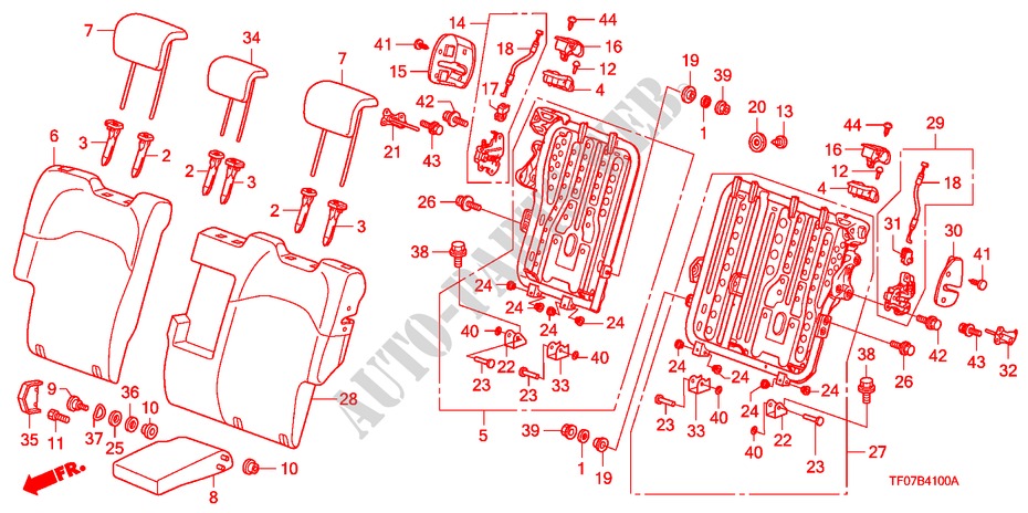 DORSO SEDILE POSTERIORE per Honda JAZZ 1.4 LS 5 Porte 5 velocità manuale 2009