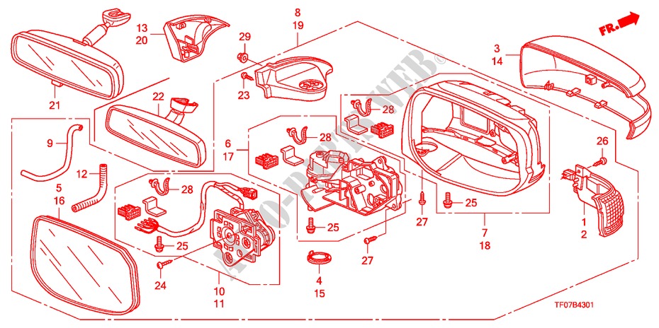 SPECCHIETTO(GIRO AUTOMATICO) per Honda JAZZ 1.5 LX 5 Porte 5 velocità manuale 2009