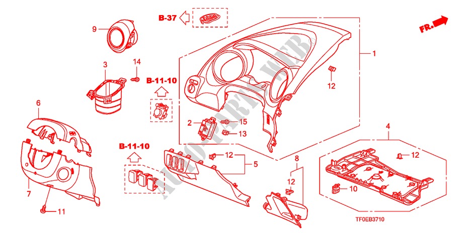 ABBELLIMENTO STRUMENTI(LATO GUIDATORE)(LH) per Honda JAZZ 1.4 ES   TEMP TIRE 5 Porte 5 velocità manuale 2010
