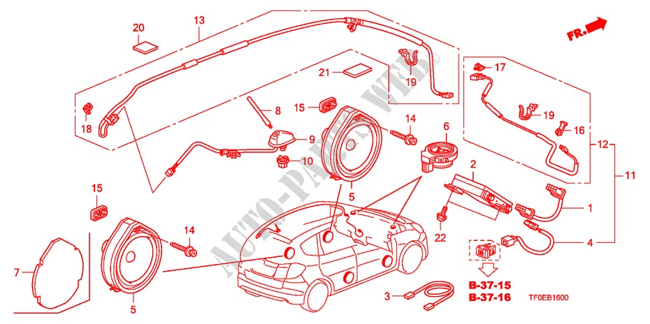 ANTENNA/ALTOPARLANTE per Honda JAZZ 1.4 ES 5 Porte 5 velocità manuale 2010