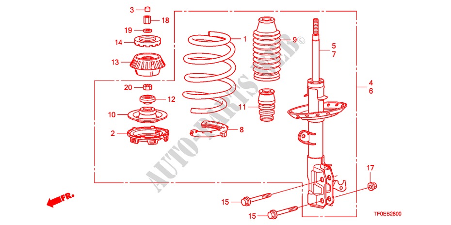 ASSORBITORE SCOSSE ANTERIORE per Honda JAZZ 1.2 LSRE 5 Porte 5 velocità manuale 2010