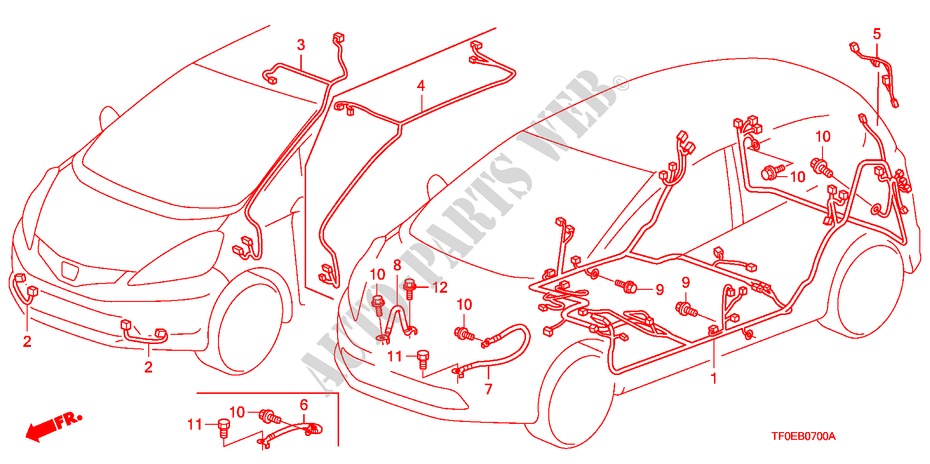 BARDATURA FILO(LH)(1) per Honda JAZZ 1.4 LSH  DAY LIGHT 5 Porte 5 velocità manuale 2010