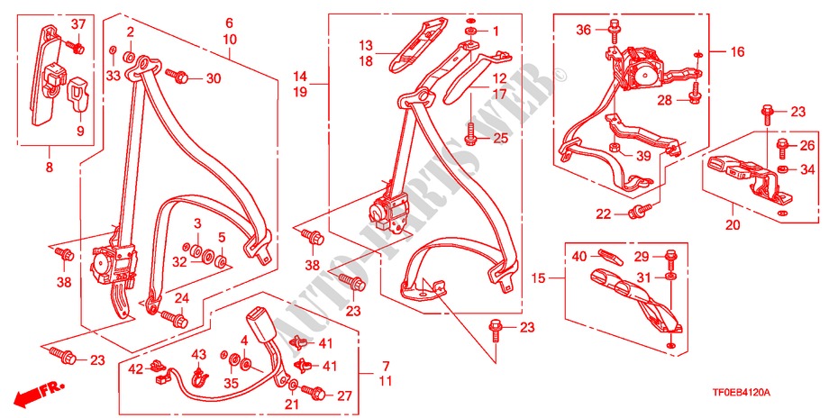 CINTURE DI SICUREZZA per Honda JAZZ 1.4 ES   TEMP TIRE 5 Porte 5 velocità manuale 2010