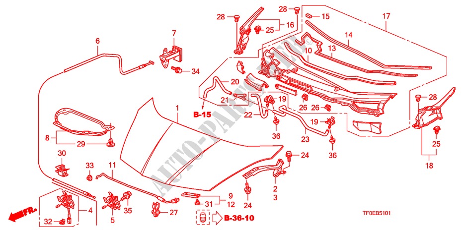 COFANO MOTORE(RH) per Honda JAZZ 1.4 ES 5 Porte 5 velocità manuale 2010