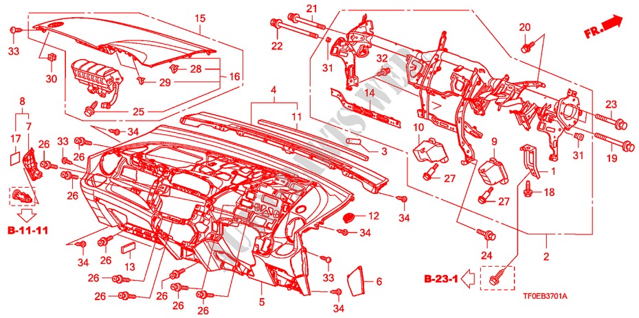 PANNELLO STRUMENTI(RH) per Honda JAZZ 1.4 ES 5 Porte 5 velocità manuale 2010
