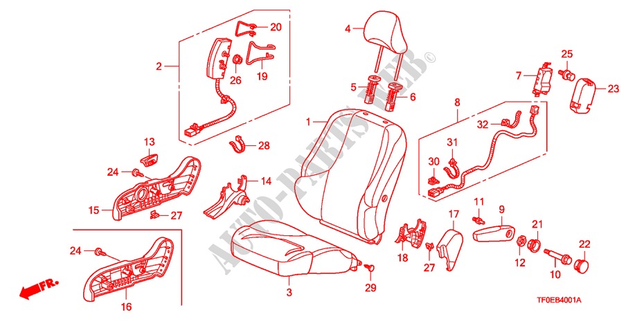 SEDILE ANTERIORE(D.) per Honda JAZZ 1.2 LSE 5 Porte 5 velocità manuale 2010