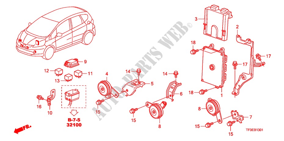 UNITA DI CONTROLLO(SPAZIO MOTORE)(RH) per Honda JAZZ 1.4 ES 5 Porte 5 velocità manuale 2010