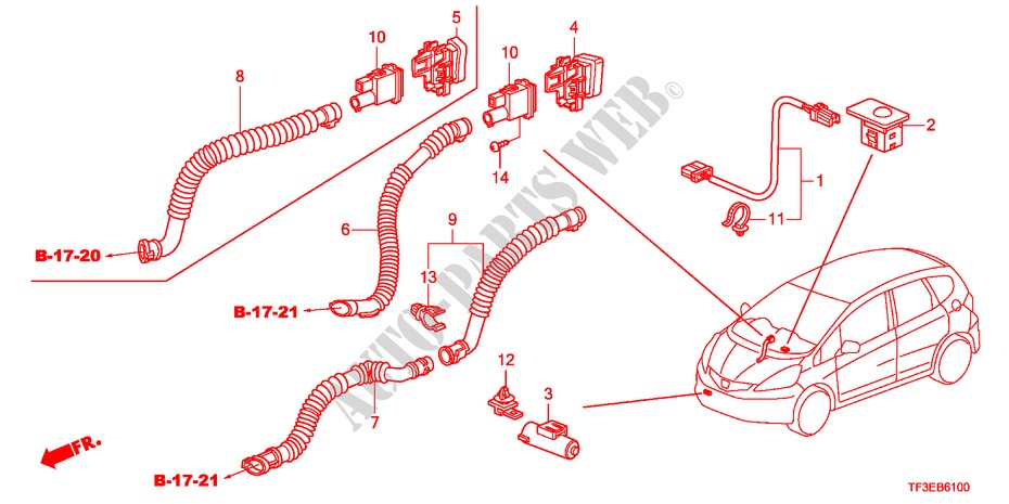 ARIA CONDIZIONATA(SENSORE/ARIA CONDIZIONATA AUTOMATICA) per Honda JAZZ 1.4EX 5 Porte 5 velocità manuale 2012